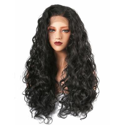 China Silky Straight Wave Hot Sale: Special Free Shipping Lace Front Synthetic Wig Black Long Wave Hair for sale