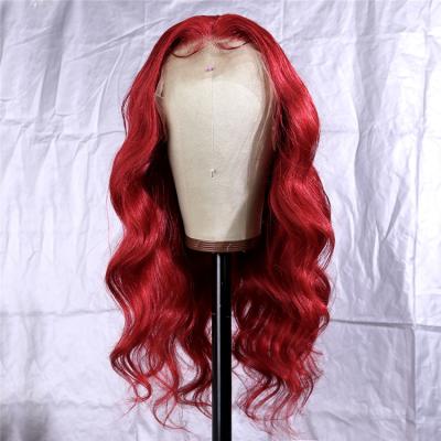 China Red Body Wave Brazilian Virgin Hair Body Wave Wig Lace Front Human Hair Soft 10A Grade Wig Baby White Hair For Pretty Girls for sale