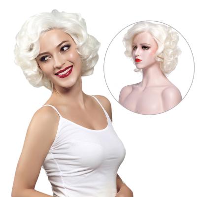 China Marilyn Monroe White Hair Synthetic Lace Wig High Quality Transparent Marilyn Monroe Silky Straight Wig Wave Lace Wigs Dress Synthetic Short Wigs for sale