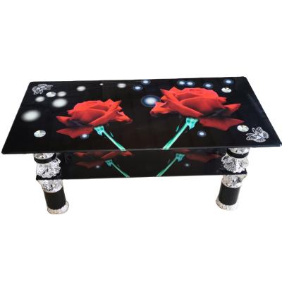 China Home Furniture Living RoomTransparent Tempered Glass Center Flower Coffee Table (Height)Adjustable for sale