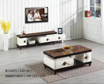 China Adjustable (height) Hot-selling modern cheap marble living room coffee table and TV stand set top modern wooden MDF coffee table for sale