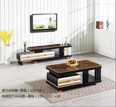 China (Size) TV stand and adjustable coffee table living room furniture cheap high quality luxury style marble glass top wood coffee table for sale