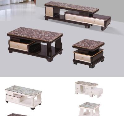 China (Size) TV stand and adjustable coffee table living room furniture cheaper luxury style marble glass top wood coffee table for sale