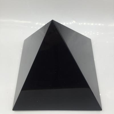 China China Wholesale Natural Quartz Healing Black Obsidian Crystal Pyramid 15cm for sale