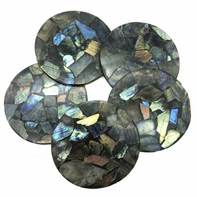 China China wholesale natural crystal coaster slice labradorite crystal craft for decoration for sale