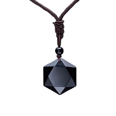 China CLASSIC Natural Black Obsidian Women Men Pendant Talismans Black Obsidian Pendant for sale