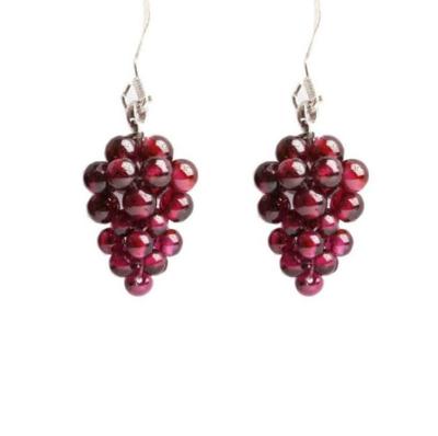 China 2022 Grape Hanging Drop Earrings Ethnic Jewelry Female CLASSIC Pendientes Mujer Natural Stone Earrings Purple for sale