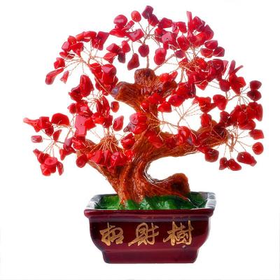 China China craft natural crystal tree, lucky feng shui tree as mascot, bring treasure wealth and fortune tree red for sale