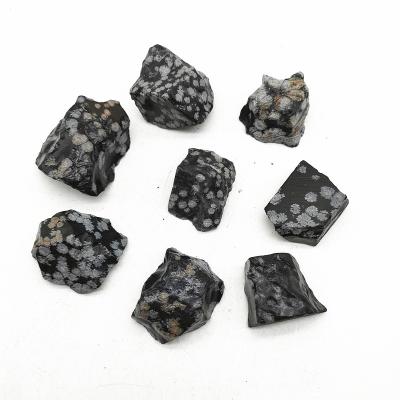 China China Wholesale Natural Snowflake Obsidian Raw Rough Stone For Healing for sale