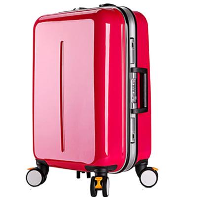 China Luxury Aluminum Lock Aluminum Trolley Hard PC Frame TSA Case Luggage Travel Bag On Wheels for sale