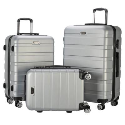 China Hot Selling ABS Hard Case 3 Pieces Trolley Suitcase Travel Set Hand Luggage Fancy Rolling Luggage for sale