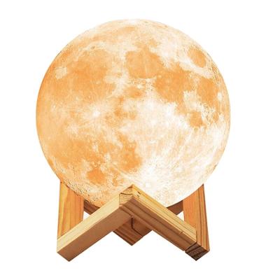 China 2 colors changing (7 colors and 16 colors are optional) cheap price 10cm led moon night light 3D printing moon lamp as Christmas gift for sale