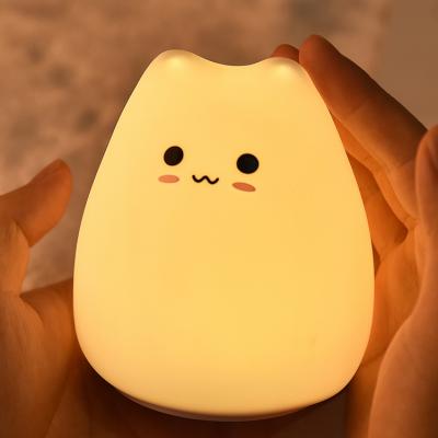 China Newest Small Modern Colorful Cat Silicone LED Night Light For KidsTable Lamp Bedroom Light for sale