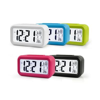 China Hot Sale Mini Cheap Home Office Students Alarm Clock Digital LED Calendars Desk Table Night Light Clock for sale