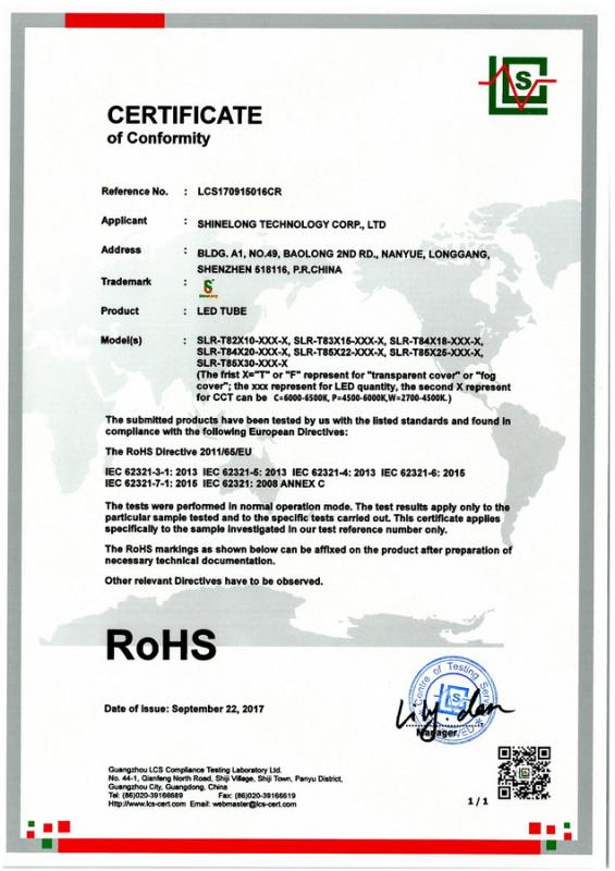 RoHS - Shenzhen ShineLong Technology Corp., Ltd.