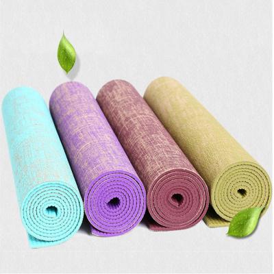 China JY Logo Eco Friendly Natural Jute Hemp PVC Yoga Mat Wholesale Custom Made Waterproof Washable Durable Anti-Slip Mat for sale