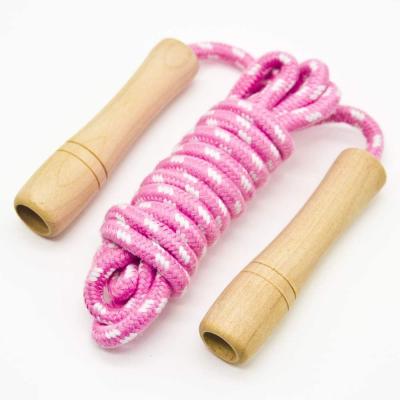 China Fast Speed ​​JY Manufacturer Chinese Wood Handles Jump Rope Adjustable Cotton Braided Fitness Skipping Rope for sale