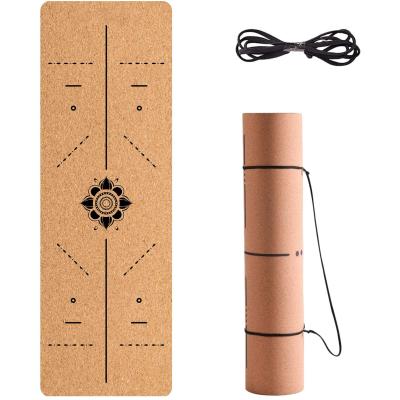 China Best Selling Eco Friendly Custom Yoga Mats Cork Natural Rubber Cork Strip Printing Yoga Mat for sale