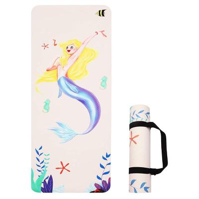 China Eco-Friendly Non-Toxic Suede Slip Ati Tape Kids Yoga Mat Promotional Yoga Kids Foldable Mat Dance Mat for sale