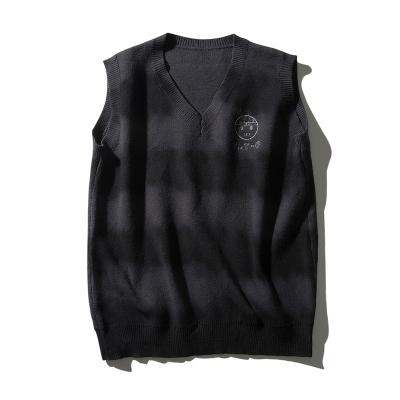 China Anti-wrinkle v-neck wool knitted vest men's and women's loose version large size lovers' millimeter fashion jacket the new fat in the long popular logo for sale