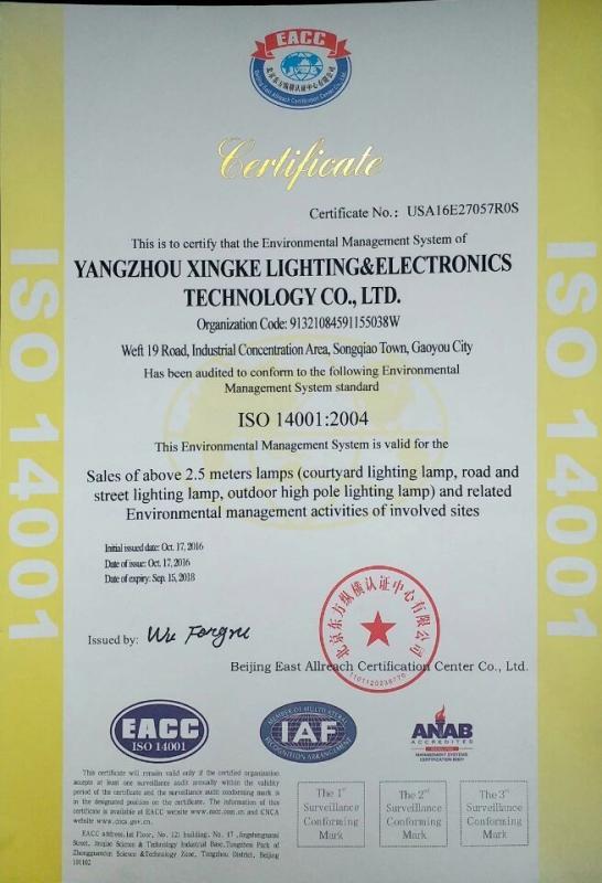 ISO14001 - Jiangsu Xingke Electric Co., Ltd.