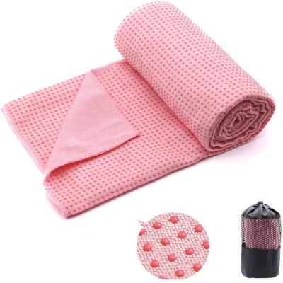 China QUICK DRY Ready to ship 63*183cm long pink yoga towel sticky wicking water absorbent yoga towel for hot yoga for sale