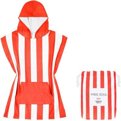 China SOUL QUICK DRY FREE OEM Customized Sand Free Size Mini Printed Hooded Kids Ponchos For Surfing Ponchos for sale