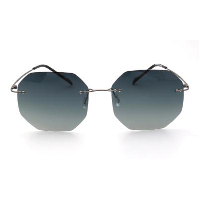 China Eye Protection Wholesale Rimless Sunglasses Polarized Logo Metal Sun Glass Lens Customized Anti-blue Light Frames for sale