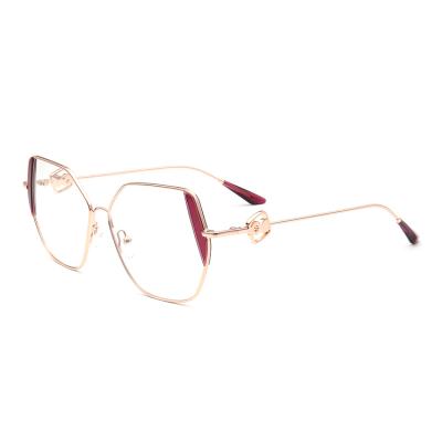 China Hot Selling Reading Trending New Design Metal Polygon Eyeglasses Women Special Prescription Optical Frames Men for sale