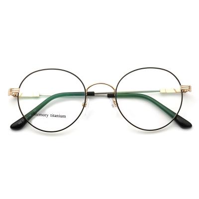 China Wholesale Black/Gold Round Optical Memory Eyewear Flexible Temple Metal Rim Glass Reading Frame for sale