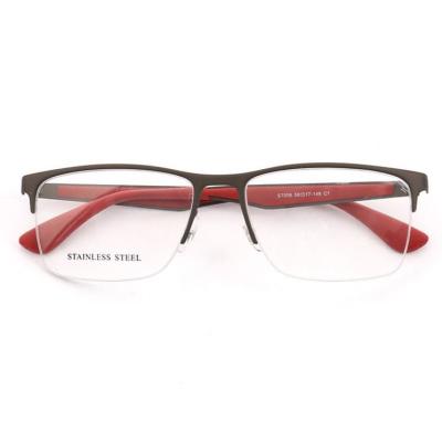 China Of Reading Glass Rim New Retro Half Oversized Stainless Metal Steel Optical Frame for sale