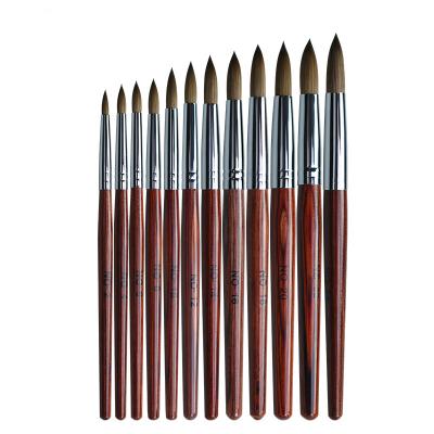 China Germany High Quality Pure Acrylic Nail Sand Kolinsky 100% Wood Art Brush With Red Handle for sale