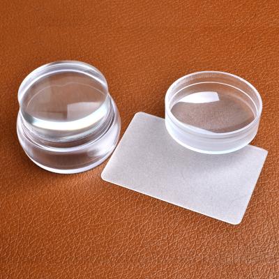 China High Quality Plastic Jelly Popular DIY Silicone Jelly Silicone Nail Art Stamper Clear Handle with Scraper for Stamping Printing Manicure Image Polish Tool for sale