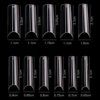 China 500pcs Square Half Cover Design Artificial Nail Art C Seamless Nail Professional Long False Nails Curved Tips for sale