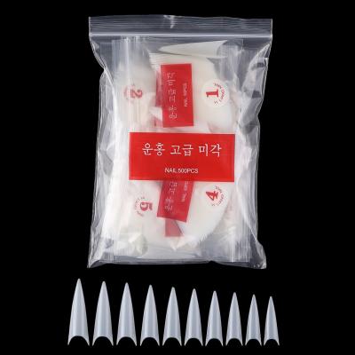 China Factory Price 500pcs Wholesale Hot Sale French Pointed Pointed Stiletto Fake Nail Tips for sale