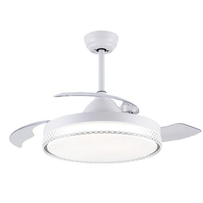 China Lower Noise White Invisible 42 Inch Ceiling Fan Light With Remote Control 3 Color Change LED Chandelier Fan Lamp for sale