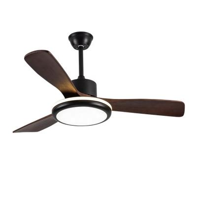 China Low Noise Copper Wire Full Wood 52Inch 3 Blade Indoor Fan With DC Motor Remote Control Ceiling Fan Light for sale