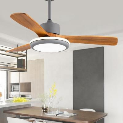 China Best Quality Lower Noise Decorative Ceiling Fans Remote Control Motor Natural Wood Blades With Light for sale