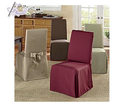 China Single Cheap Polyester 100 Square Top Fireproof Kitchen Dining Chair Cover With Side Pleats for sale