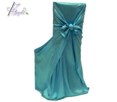 China Wholesale Cheap Universal Simple Turquoise Satin Chair Covers Wedding Events Decorations for sale