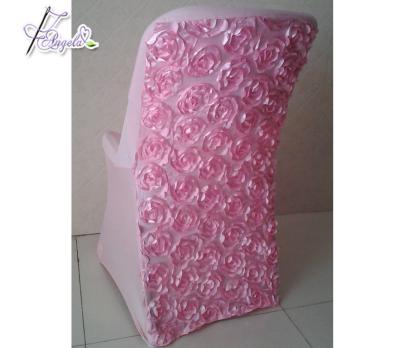 China Manufacturer Wholesale Elegant Stretch Single Satin Rosette Chair Cover Back to Wedding Folding Chair for sale