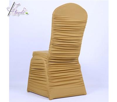 China Plain Brown Fancy Protective Chair Covers Spandex Ruched Pleats For Banquet Chairs for sale