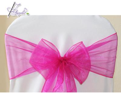 China Simple Premium Quality Crystal Organza Bows Party Chair Sashes For Event Wedding Chair Covers for sale