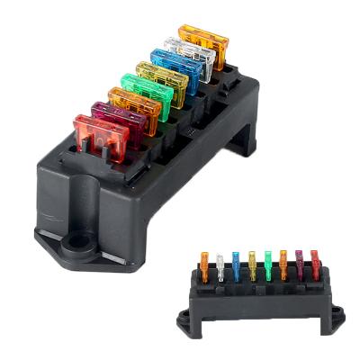 China Marine Car 12V Blade Fuse Block Fuse Box ATC/ATO/ATS 8Ways Fuse Box Holder Vehicle Car Boat With Negative Ground Ground Plugs for sale