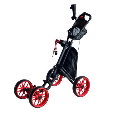 China Golf Trolley Push Cart 4 Wheel Hot Sale Folded Tricycle,Black Golf Trolley Accessories 3 Wheel Golf Trolley With Footbrake for sale