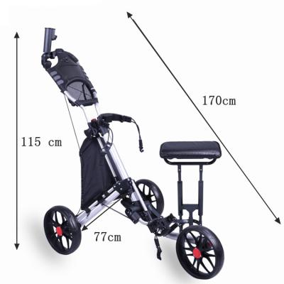 China Aluminum frame with black powder Folding Golf Trolley High Quality Push 4wheel Golf Trolley for sale