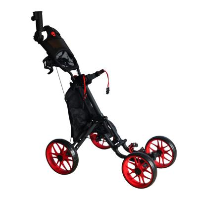 China Golf Trolley Push Cart 4 Wheel Hot Selling 4 Wheels Foldable Golf Trolley Custom Golf Push Pull Trolley for sale