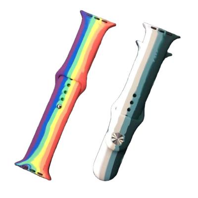 China Popule Rainbow Silicone 38mm -44mm Watch Bandsfor Apple for sale