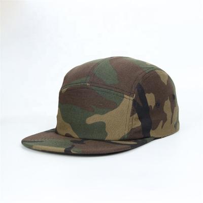 China COMMON Professional Brim 5 Panel Hat OEM White Camouflage Flat Campler Hat for sale