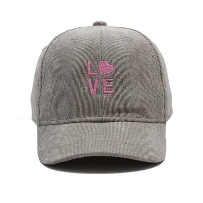 China Online Wholesale Gray Corduroy Baseball Cap Custom Pink Embroidery Sports Hats COMMON for sale